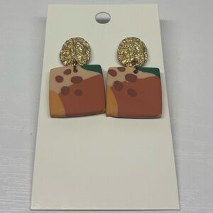 NWT Geometric Gold and Multicolor Earrings